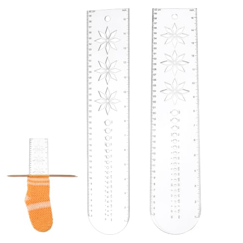 BENECREAT Règle chaussette acrylique 40cm transparent lot de 2