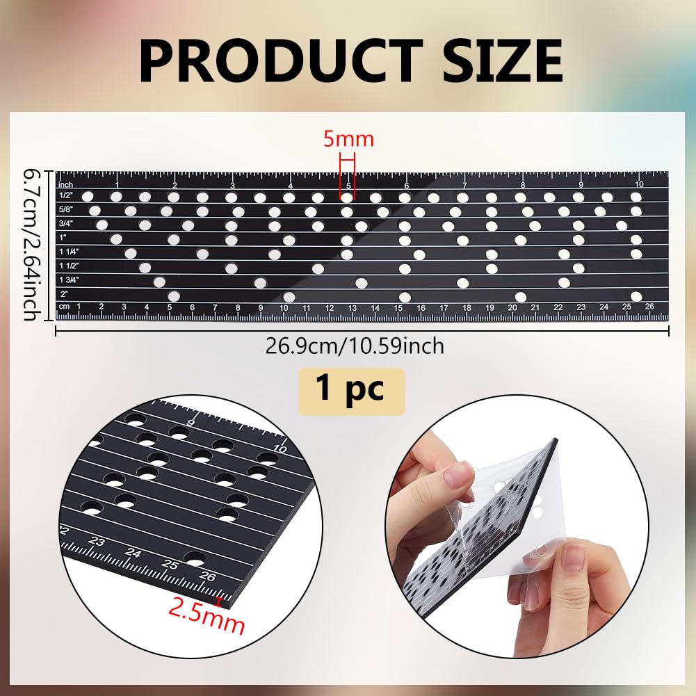 BENECREAT Guide Perçage Corset Acrylique Noir 27x6,7cm 5mm