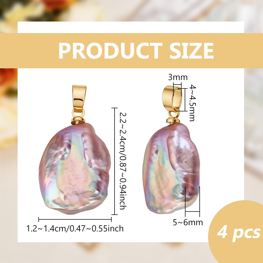 BENECREAT Perles Baroques 22-24mm Lot 4 Pendentifs Colorés