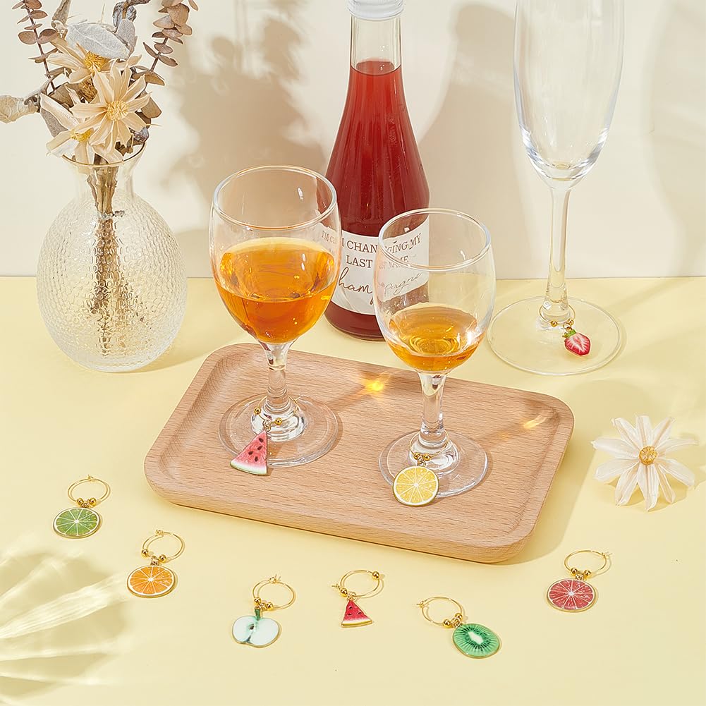 BENECREAT Breloque Verre à Vin Émail Fruits 44mm x9
