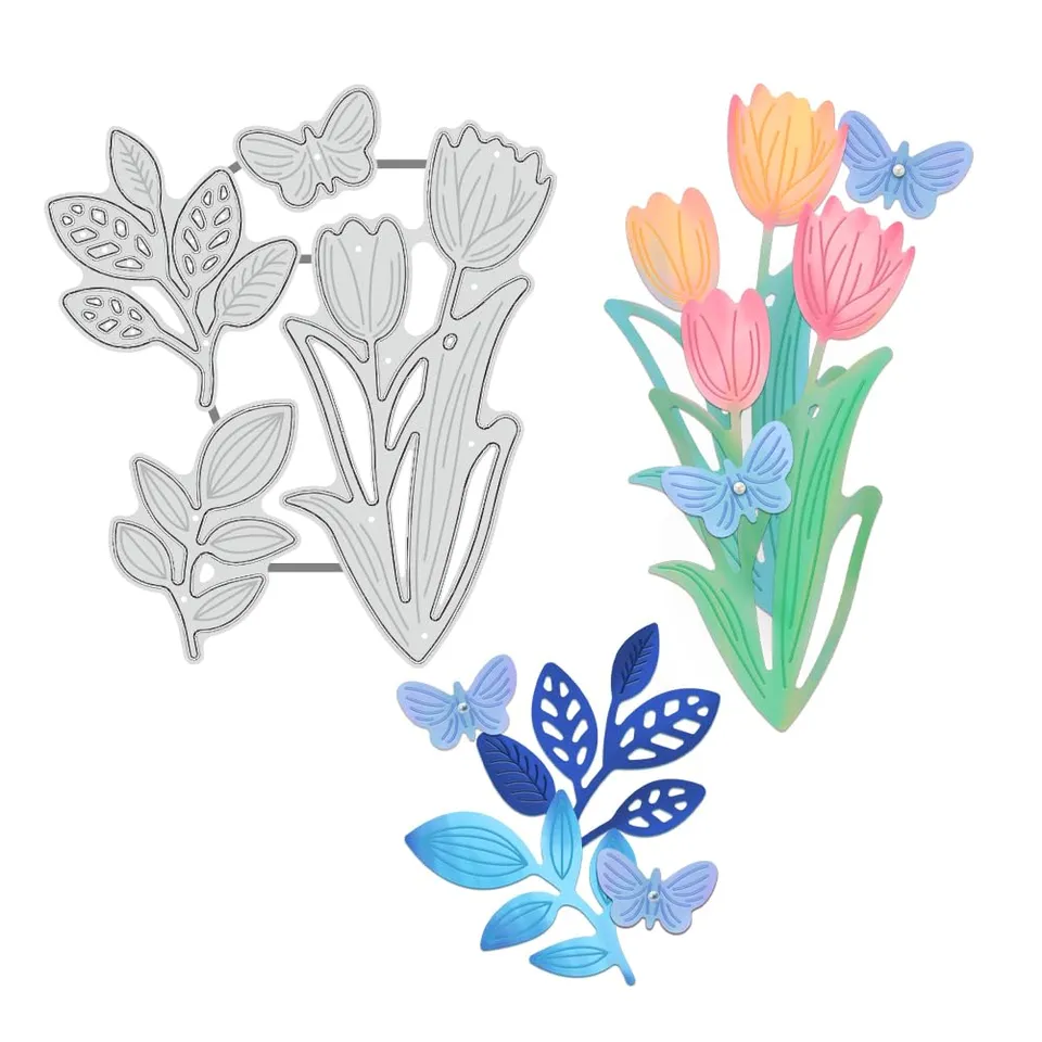 BENECREAT Feuille Tulipe matrice de découpe scrapbooking acier 0,8 mm