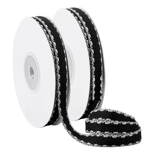 BENECREAT ruban polyester rayures noir 9mm 2x9,14m