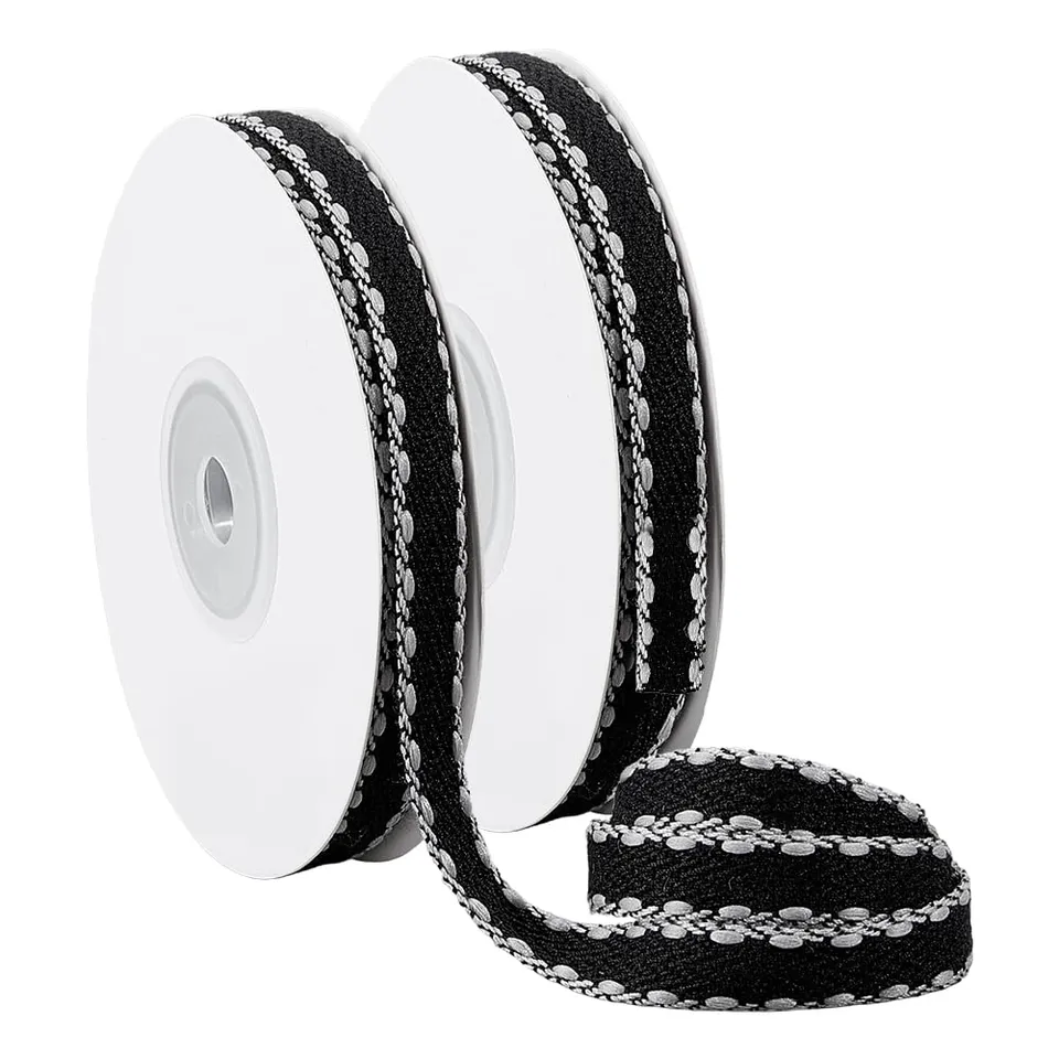 BENECREAT ruban polyester rayures noir 9mm 2x9,14m