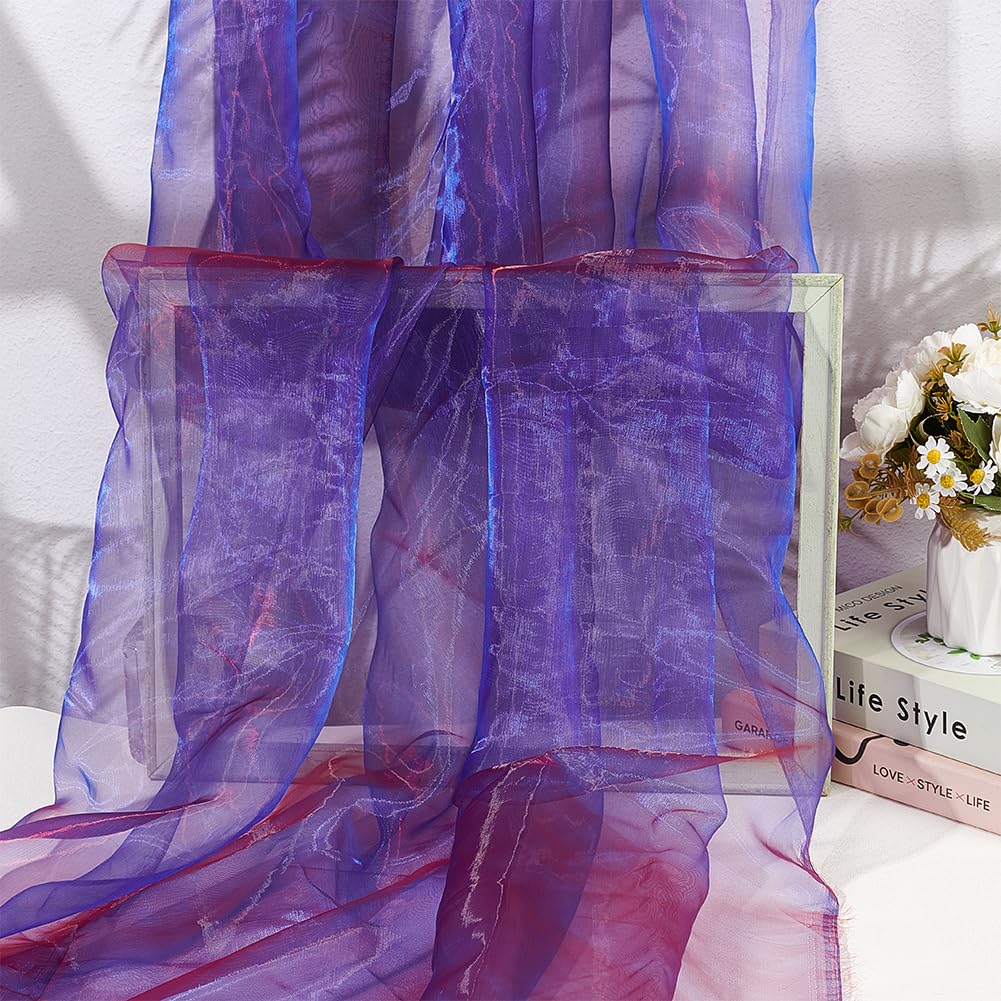 BENECREAT Tissu organza bicolore bleu roi 152 cm x 3 m