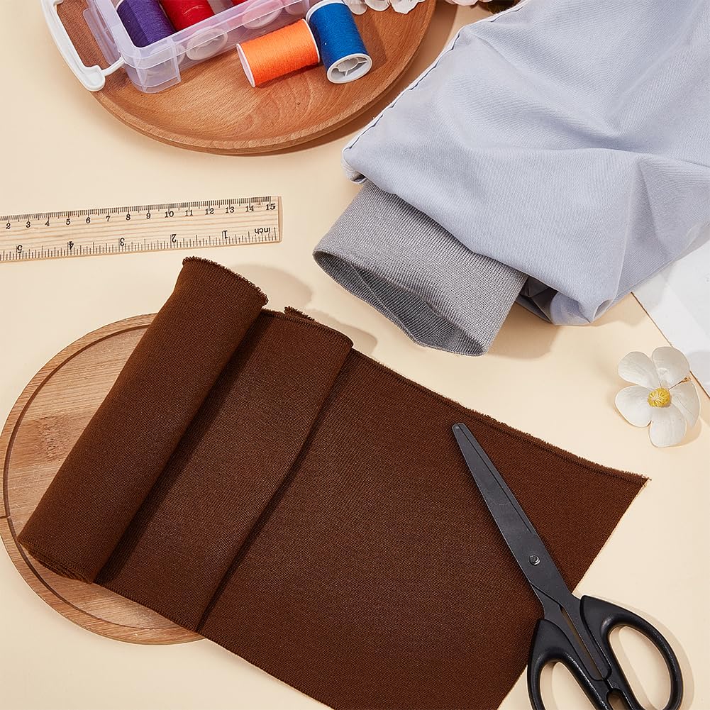 BENECREAT tissu côtelé extensible marron 100x15cm coco