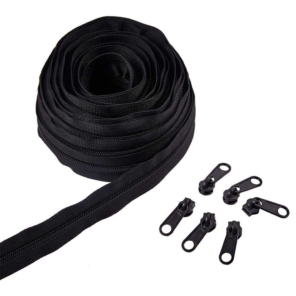 BENECREAT kit réparation fermeture éclair noir 20 curseurs + 10 m