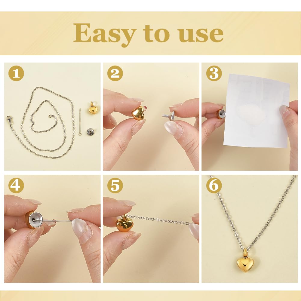 BENECREAT Pendentif Cœur Doré Médaillon Acier Lot de 2