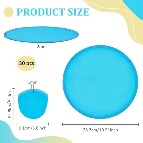 BENECREAT Éventails Pliables Ronds Nylon Bleu 26,7cm Lot 30