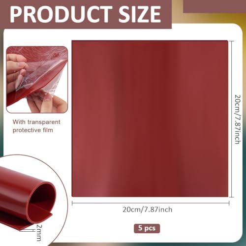 BENECREAT feuille silicone 200x200x2mm rouge 5pcs haute température