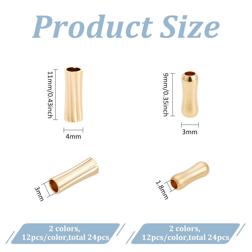 BENECREAT Tubes perles espaceur laiton 48 pcs doré argenté