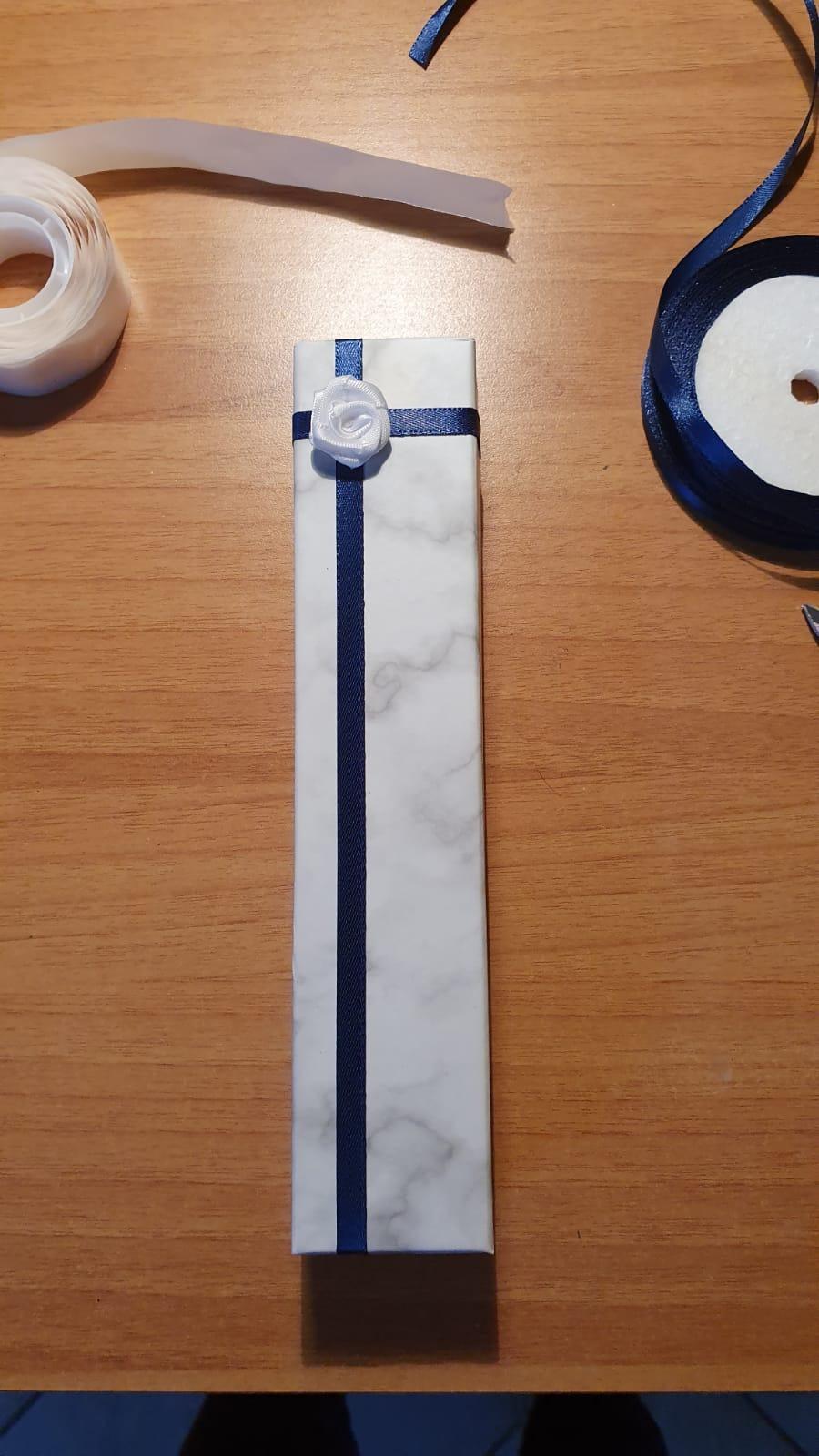 BENECREAT Boîte Bijoux Carton Marbre Blanc 21cm x8