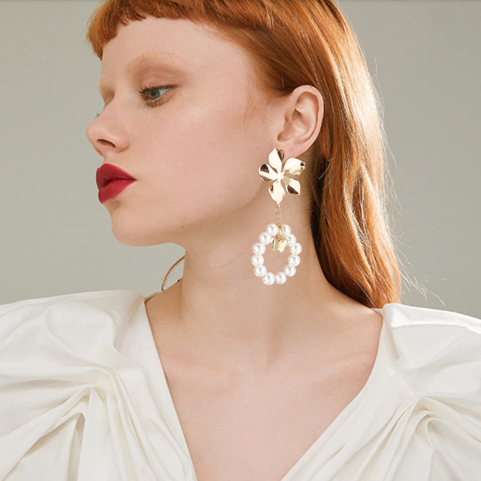 BENECREAT Boucles Oreilles Fleur Torsadée Doré 29mm x5