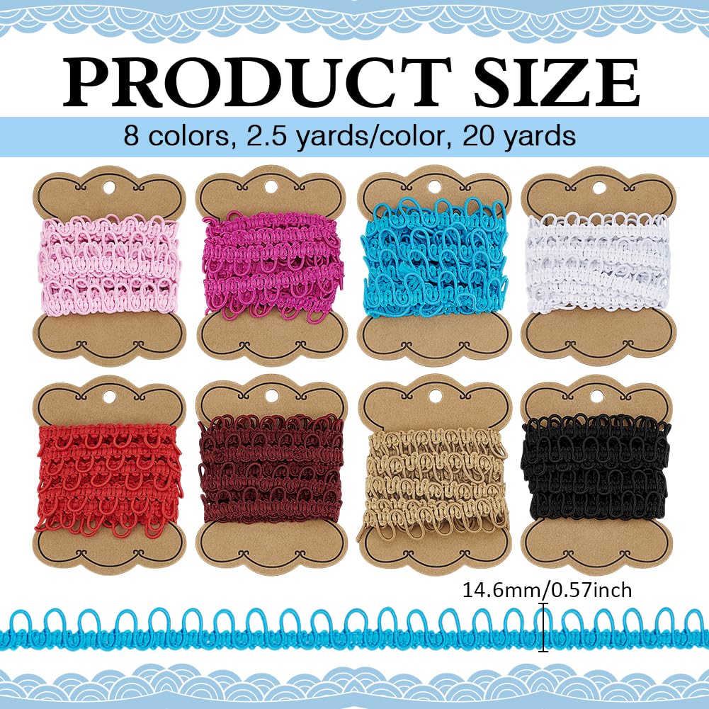 BENECREAT galon tressé élastique 8 couleurs 20 yards