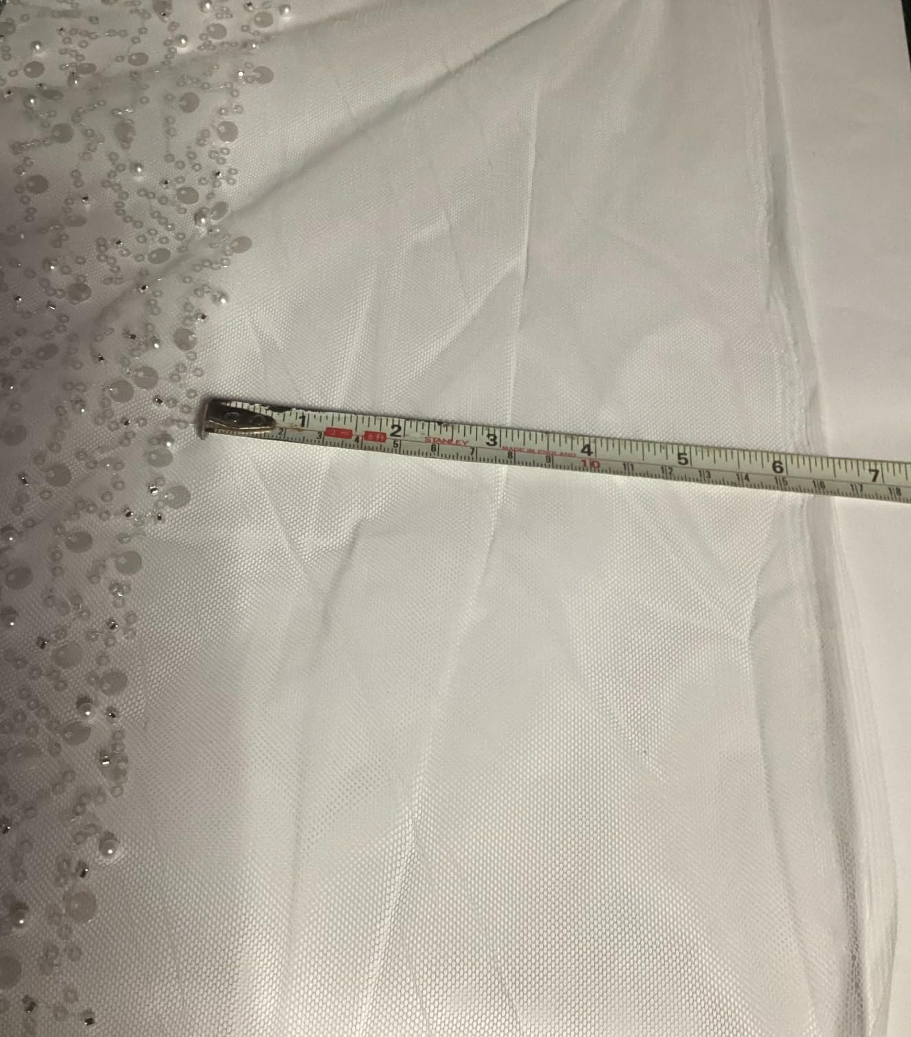 BENECREAT Tissu Paillettes Blanc Brodé Polyester 160x100 cm