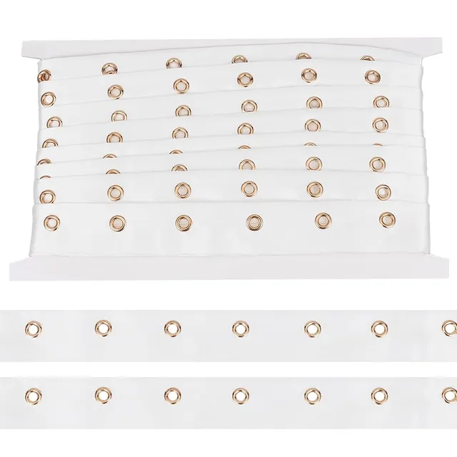 BENECREAT ruban œillets polyester blanc doré 25mm 4,57m