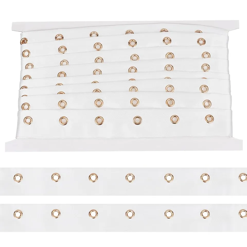 BENECREAT ruban œillets polyester blanc doré 25mm 4,57m