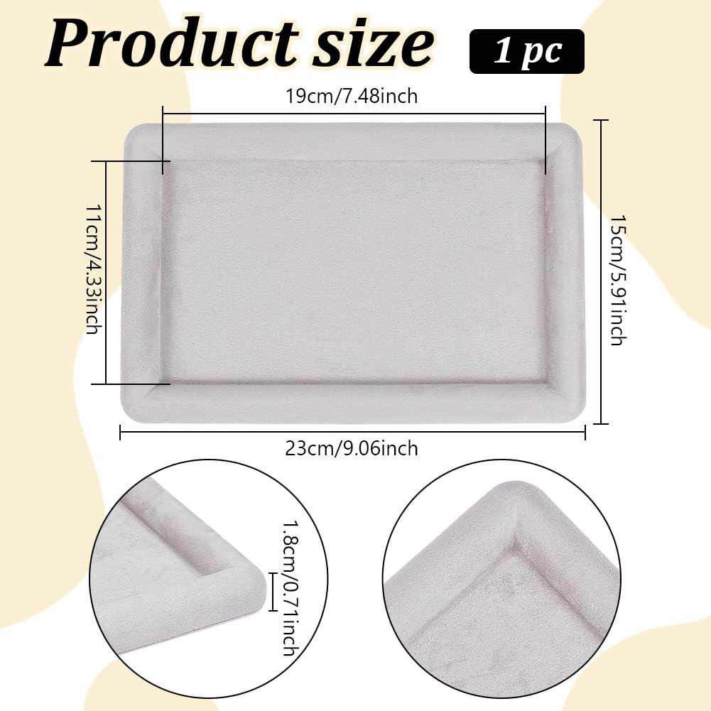 BENECREAT plateau bijoux velours gris clair 230x150mm