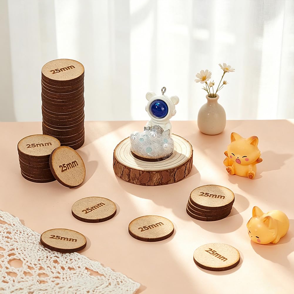 BENECREAT Rond MDF 25,5mm Disque Bois Brut Lot de 80