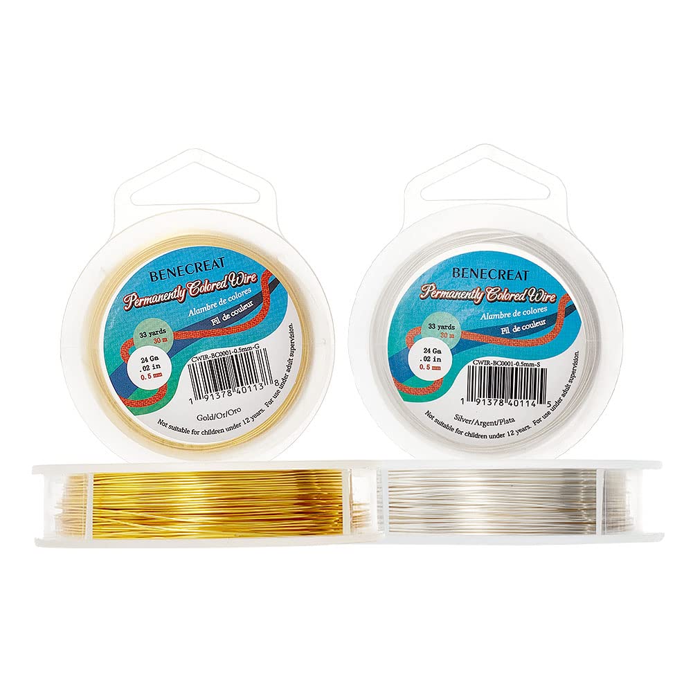 Benecreat Fil Bijoux Cuivre 0,8 mm 4 Couleurs 10 m