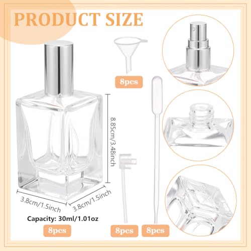 BENECREAT 8 flacons parfum verre 30ml platine rechargeables