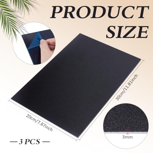 BENECREAT ABS feuilles plastique noires 30x20cm 3mm lot 3
