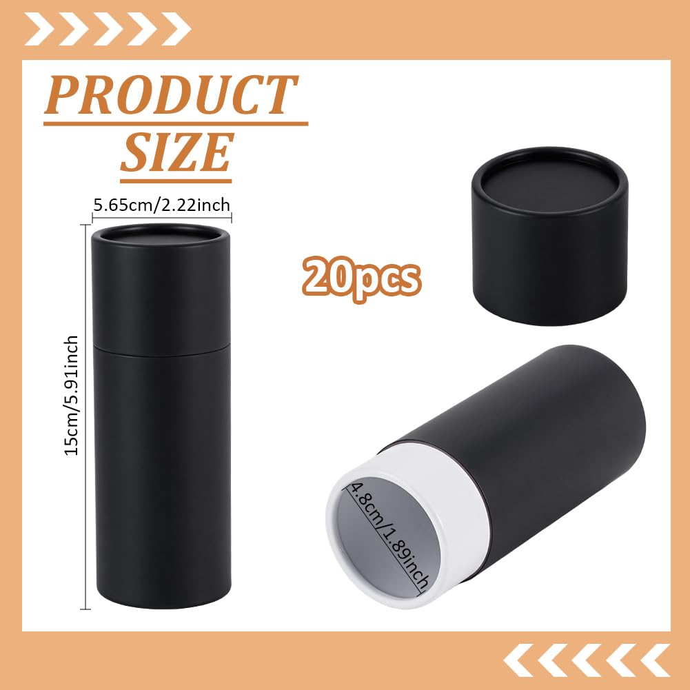BENECREAT Tubes Carton Kraft Noir 100ml Lot 20 Couvercle