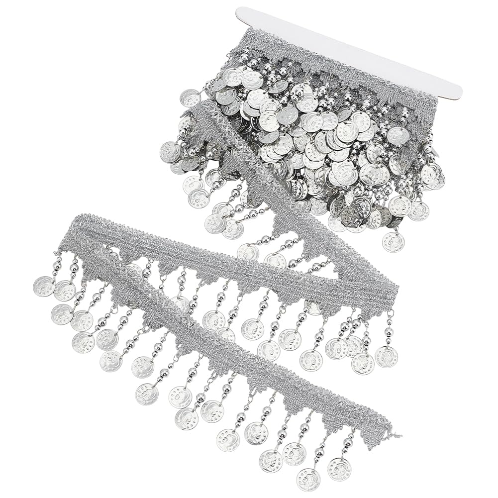 BENECREAT Frange Sequins Pièce Or 88mm x 4,5m couture