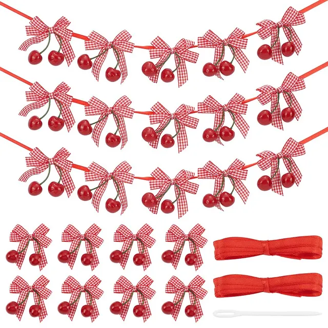 BENECREAT Cerise et Nœud décoration suspendue FireBrick 24 pcs