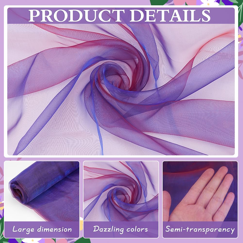 BENECREAT Tissu organza bicolore bleu roi 152 cm x 3 m