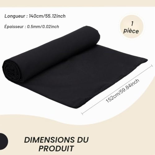 BENECREAT Toile imperméable Cordura noire 140x152 cm 600D