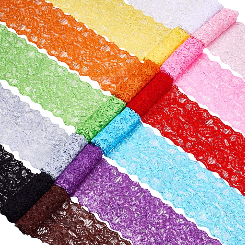 BENECREAT 18 Couleurs Ruban Dentelle Élastique 40mm 18 Yards