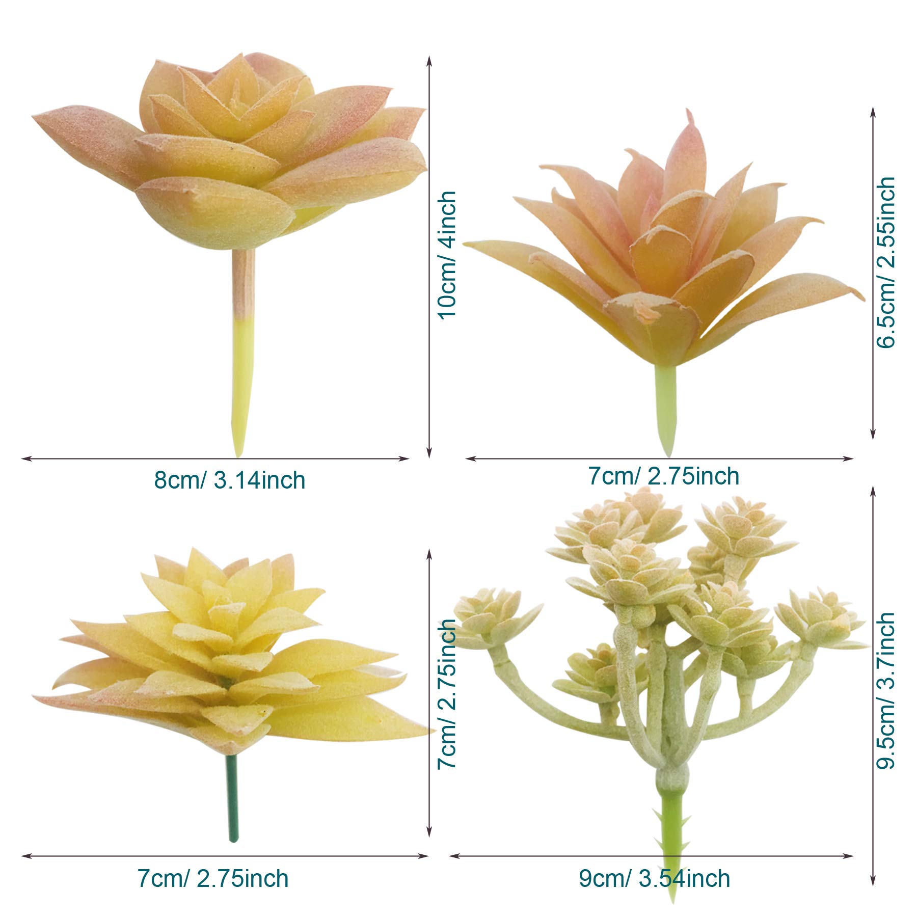 Cayway Plante Succulente Artificielle Jaune 10 Pièces Déco