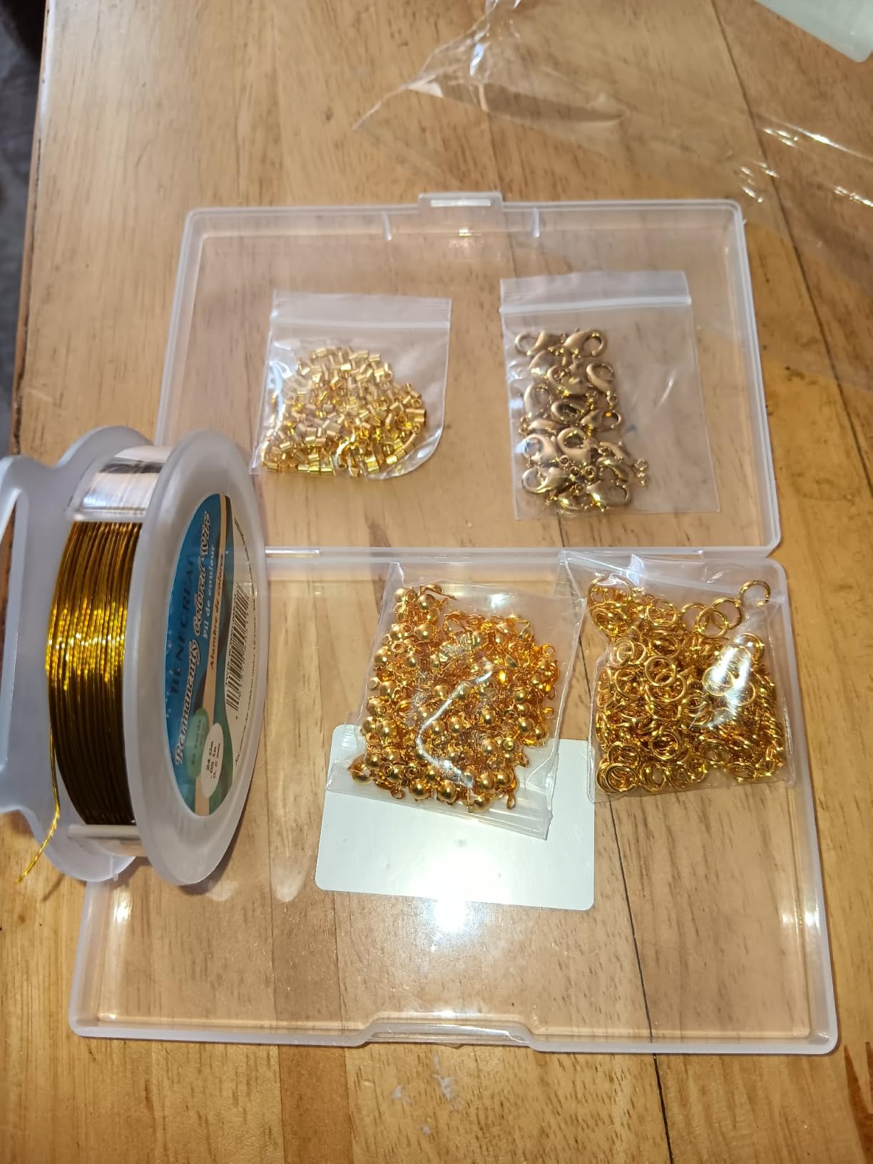 BENECREAT Kit fil acier 0,5mm 30m fermoirs dorés 520 pcs