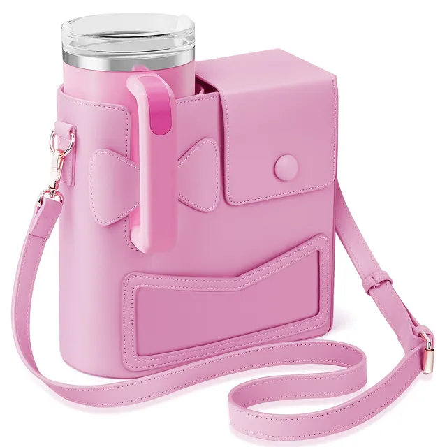 JYPS Stanley Cup 40oz sac porte-gourde rose bandoulière