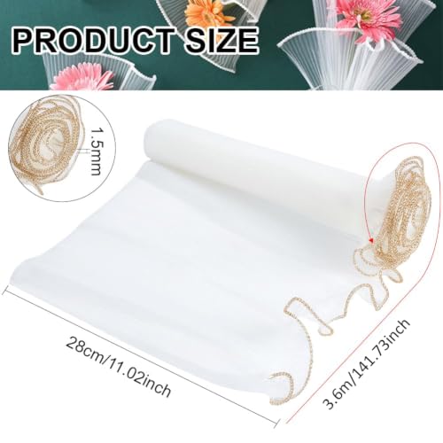 BENECREAT Papier Maille Emballage Fleurs Blanc 28cm 3,6m