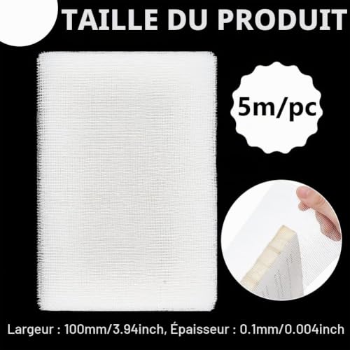 BENECREAT Toile Reliure Coton Blanc 5 m x 10 cm