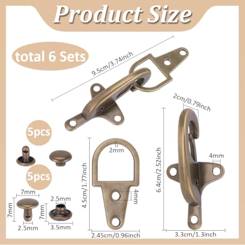 BENECREAT Fermoirs Manteau Boucle Bronze 95 mm 6 Pcs