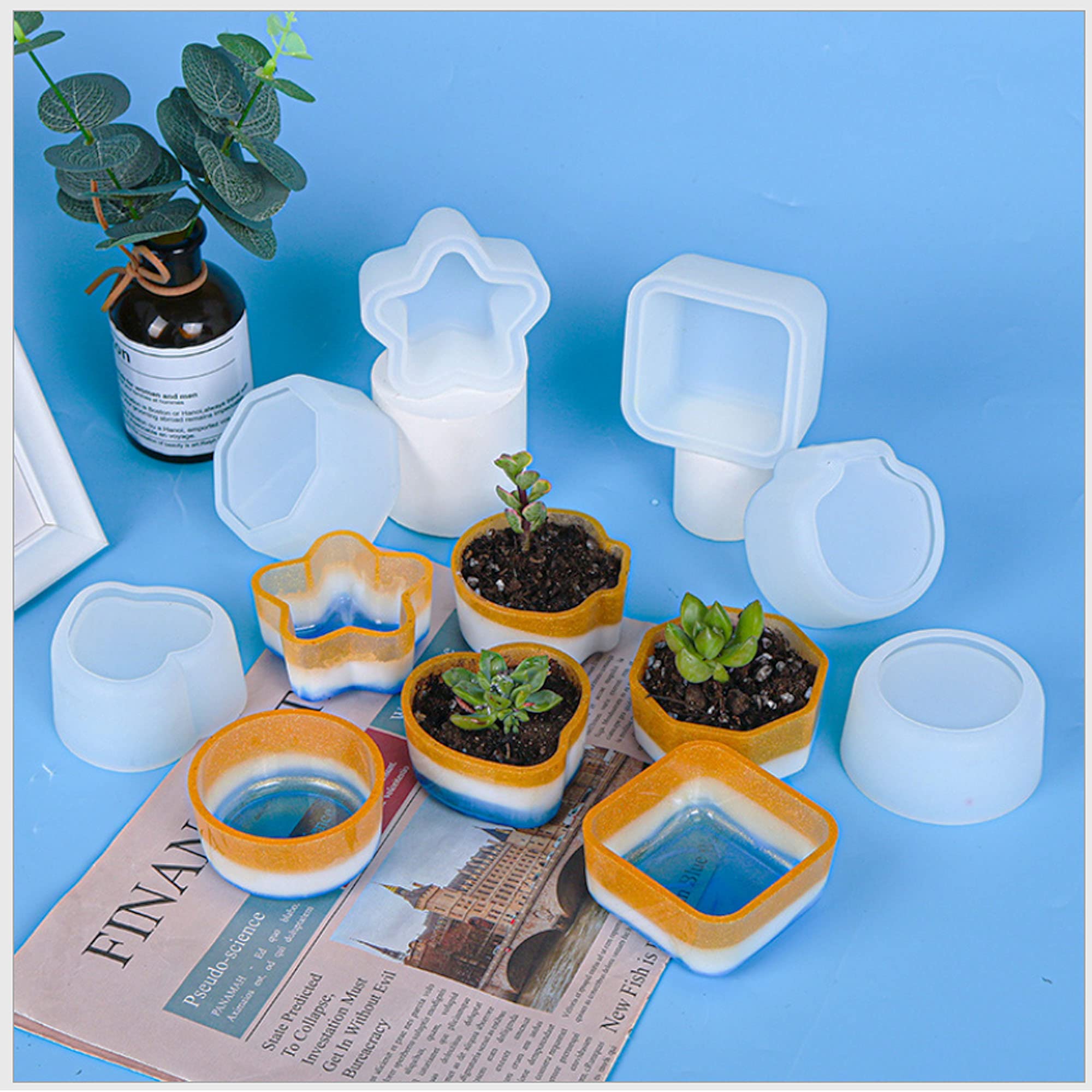 Cayway Style 7 moule silicone pot fleur kit 30 pièces paillettes