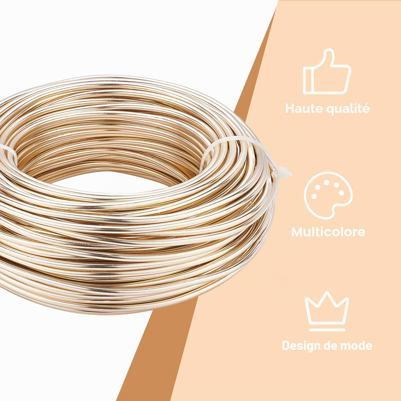 BENECREAT Fil Aluminium Sculpture 3mm 25m Couleur