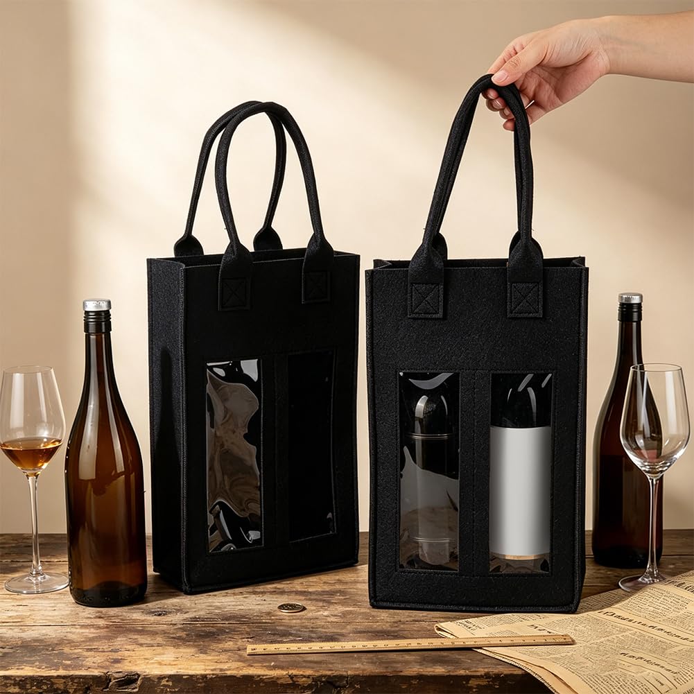 BENECREAT sac vin double feutre noir fenêtre lot 2