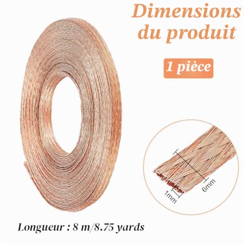 BENECREAT câble tressé cuivre 8m x 6mm blindage