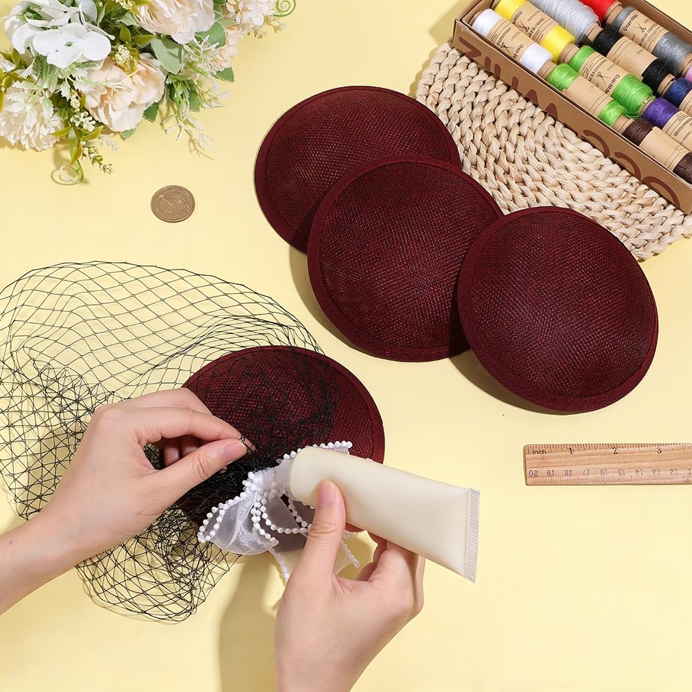 BENECREAT base bibi ronde fascinator rouge foncé x4