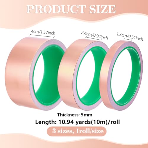 BENECREAT ruban cuivre adhésif 10 m 3 largeurs x3