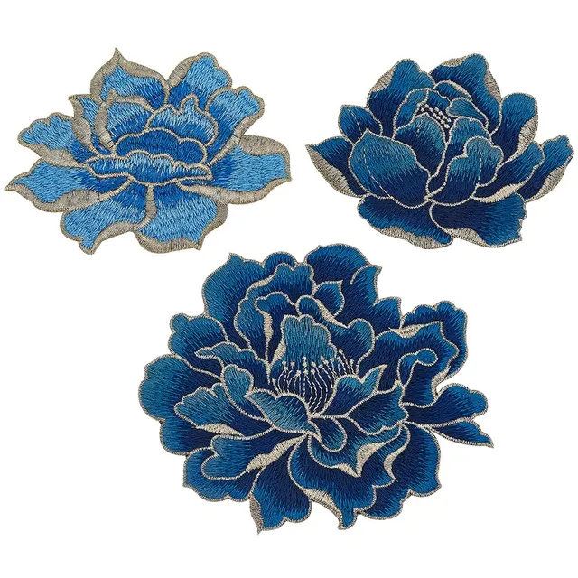BENECREAT 3 patchs fleurs pivoine à coudre tissu