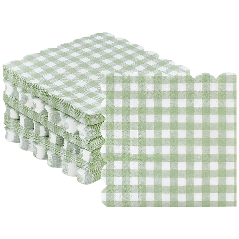 BENECREAT serviettes papier 150pcs vert carreaux