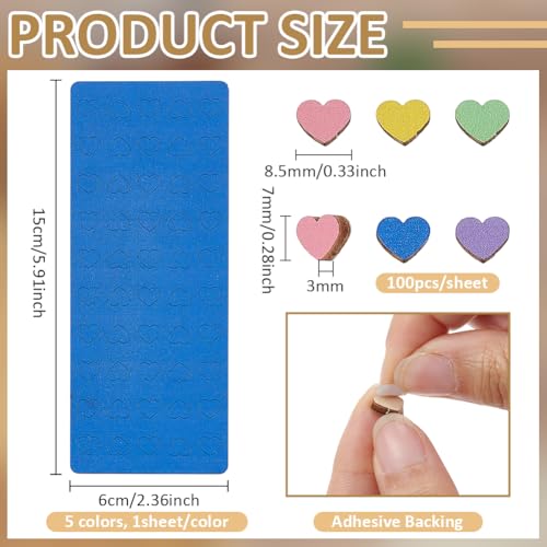 BENECREAT épingles carte bois cœur 5 couleurs 250 pcs