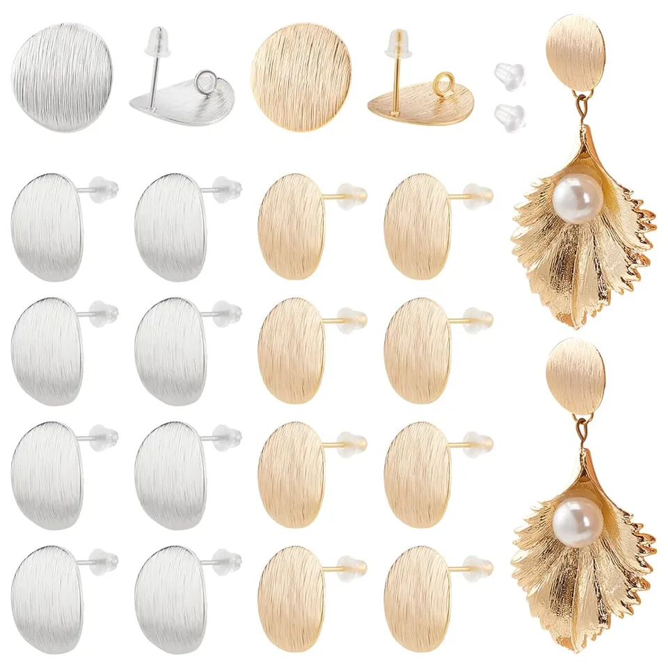 BENECREAT Clous d'Oreilles Disque Plaqué Or 32 Paires