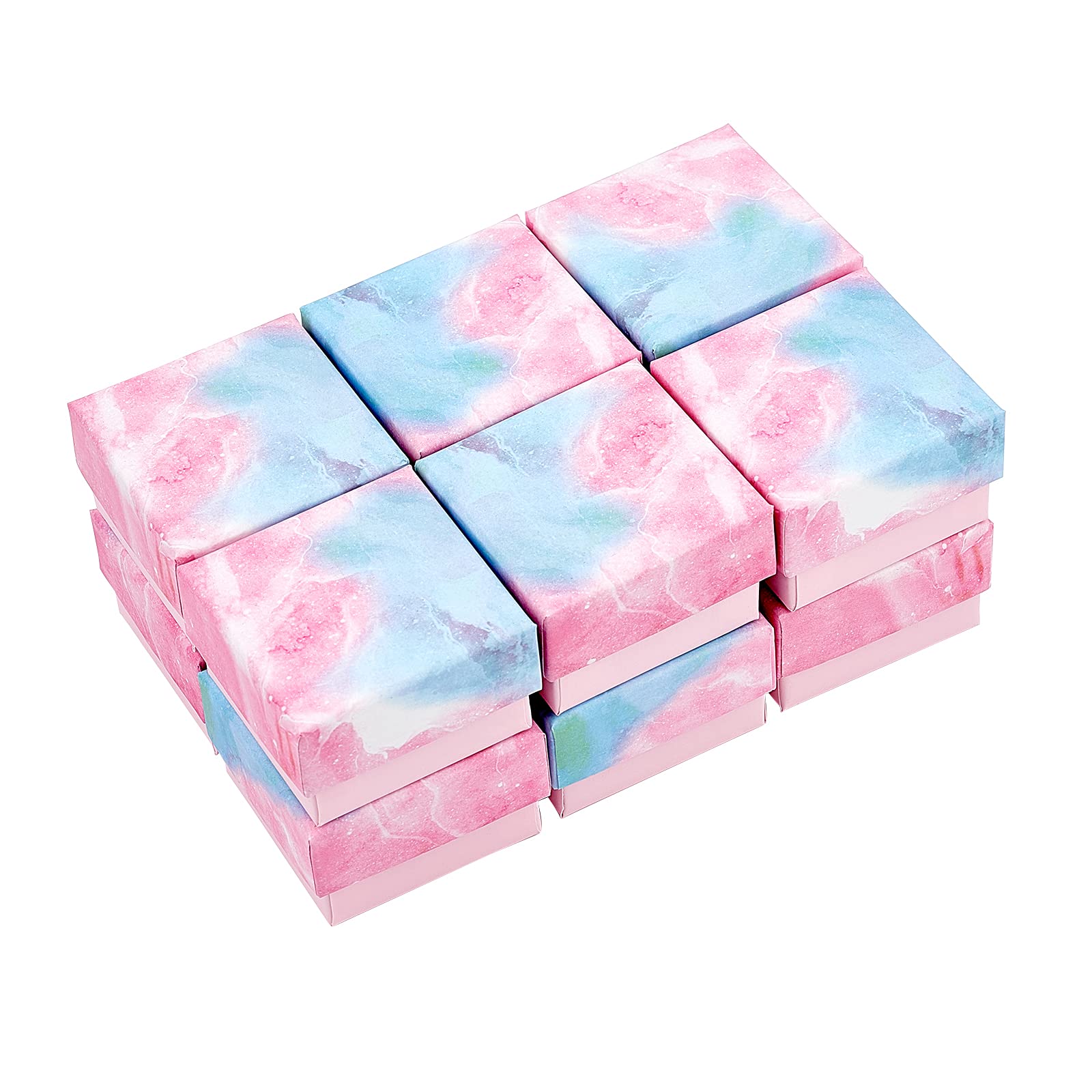 BENECREAT boîte bijoux carton rose marbré lot de 24 5,1 cm
