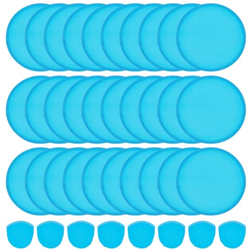 BENECREAT Éventails Pliables Ronds Nylon Bleu 26,7cm Lot 30