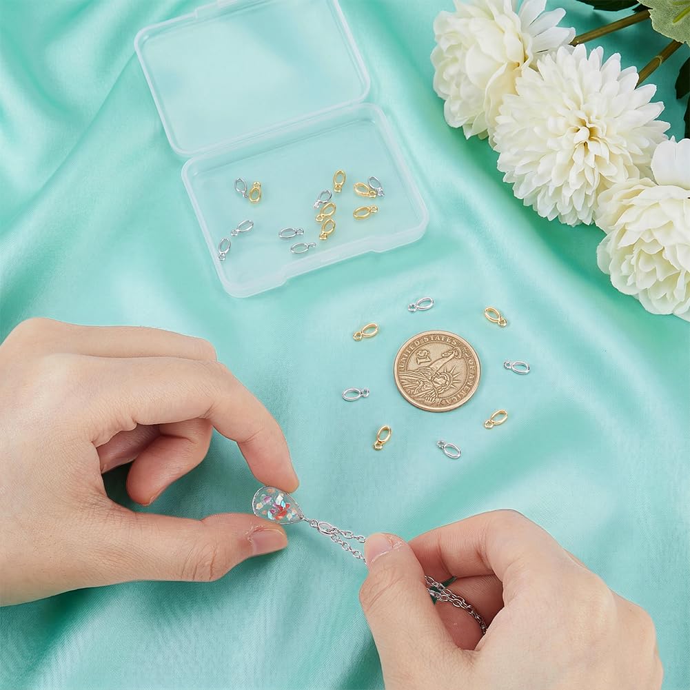 BENECREAT Attaches Pendentif Ovales Métal 2 Couleurs 24pcs